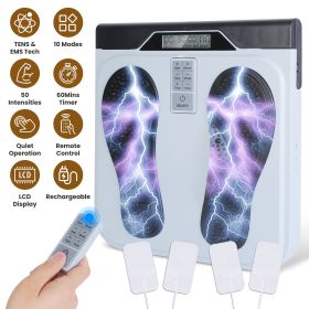 1Pc Rechargeable EMS Foot Massager for Neuropathy TENS Stimulator With 10Modes 50Intensities Remote Control For Muscle Relaxation Cramps Circulat