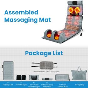 Full Body Electric Massage Mat Heating Vibration Massage Pad Cushion Back Massage Mattress Chair Pad with Neck Foot Massage Head Pillow and Cloth (Type: Upgrade)