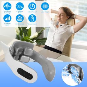 4 Heads/8 Heads Options Neck Massager with Heat Cordless Cervical Neck Massager EMS Neck Massager with 6 Modes 20 Intensity Levels Remote Control (Type: 4 Heads)